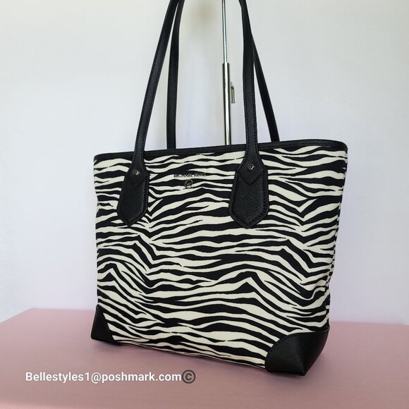 MICHAEL KORS Eva Small Nylon Tote with Animal Print- Black Multi 🎈$98. - Picture 4 of 16